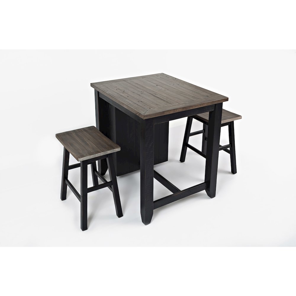 Rustic Reclaimed Solid Wood Farmhouse 3 Piece Counter Height Dining Set. Picture 4