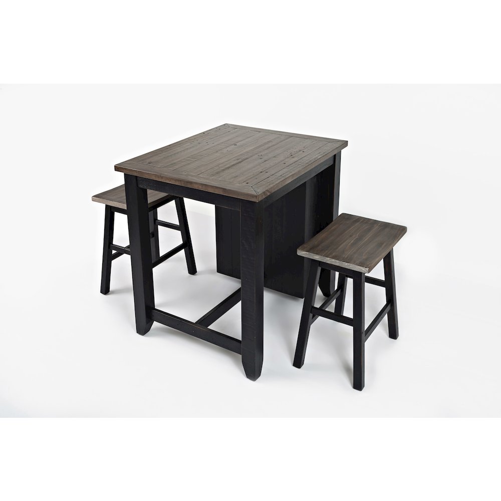 Rustic Reclaimed Solid Wood Farmhouse 3 Piece Counter Height Dining Set. Picture 3