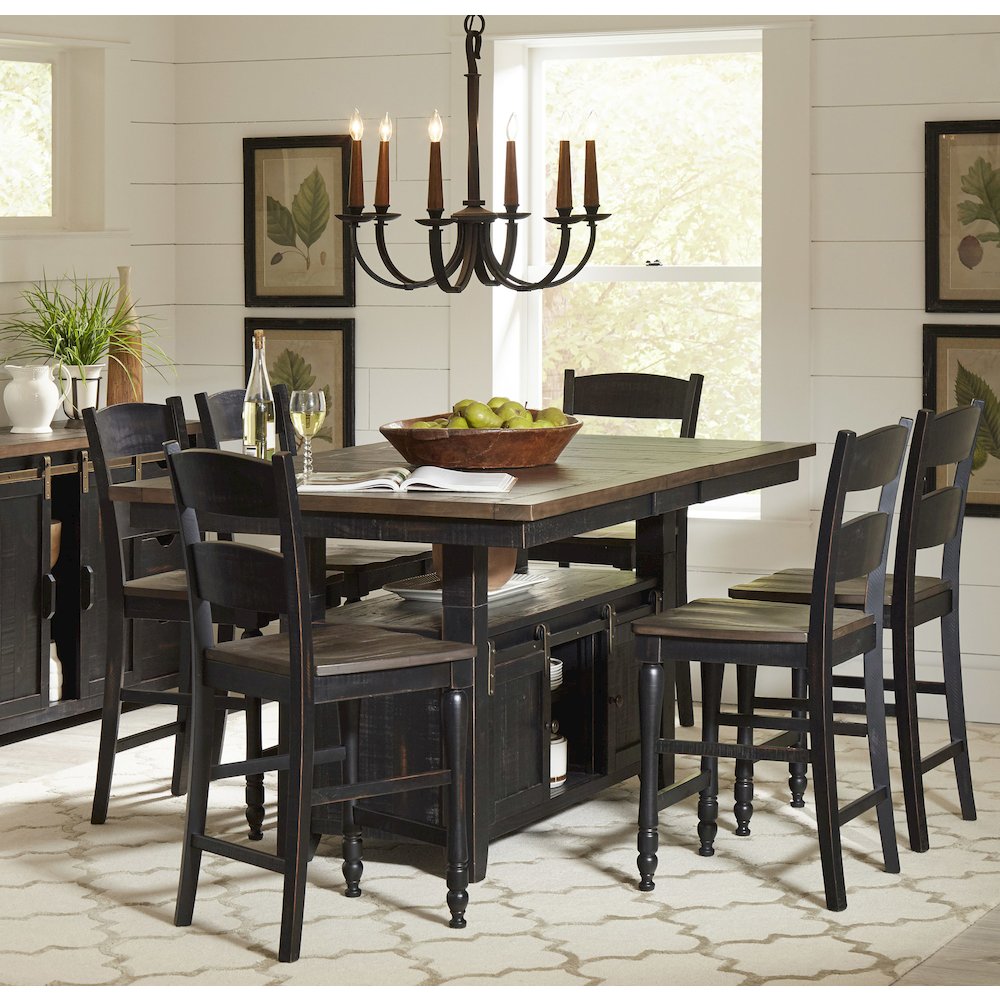 Reclaimed Pine 72" Farmhouse Counter Height Seven-Piece Dining Set. Picture 2