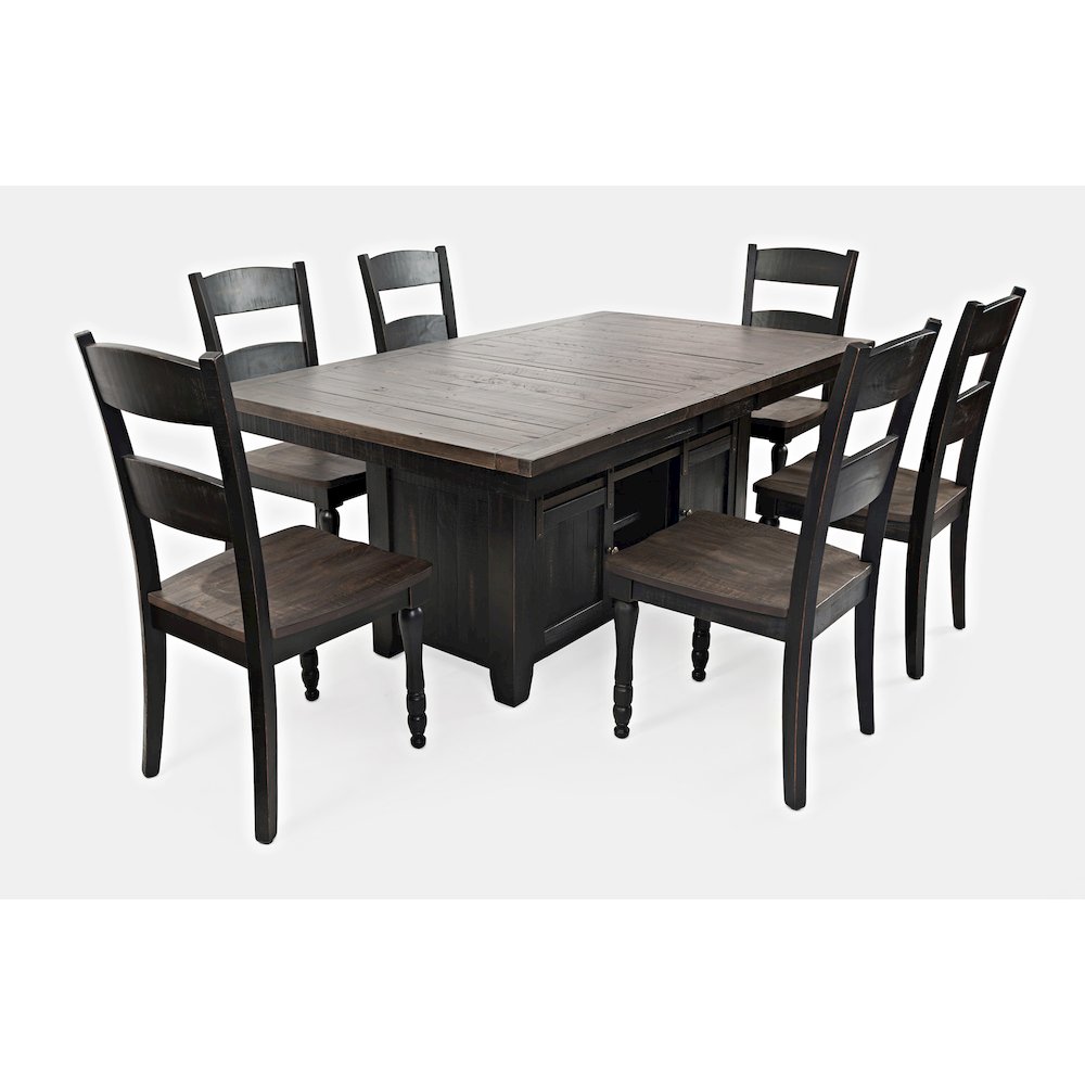 Madison County Reclaimed Pine 72" Farmhouse Storage Table Seven-Piece Dining Set. Picture 1