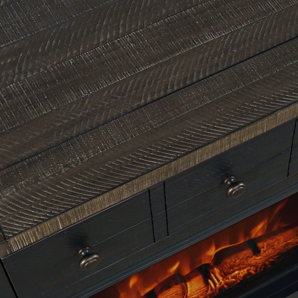 Solid Wood Rustic 32" Farmhouse Electric Fireplace Console TV Stand. Picture 5