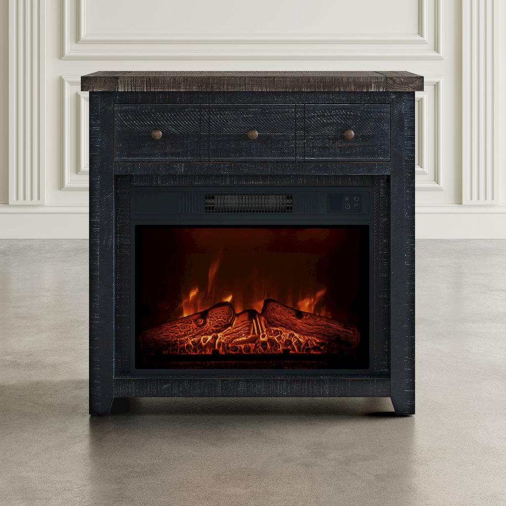 Solid Wood Rustic 32" Farmhouse Electric Fireplace Console TV Stand. Picture 10