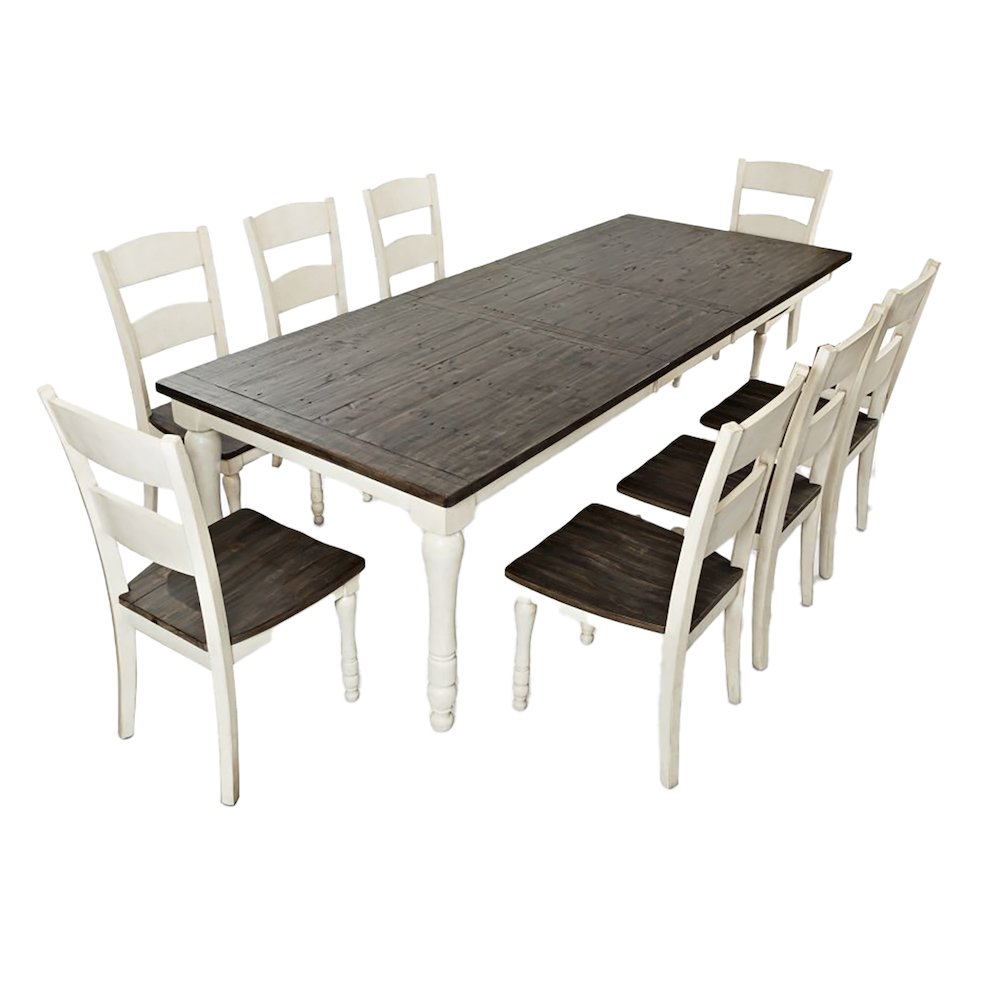 Madison County Reclaimed Pine 106" Farmhouse Nine-Piece Dining Set. Picture 1