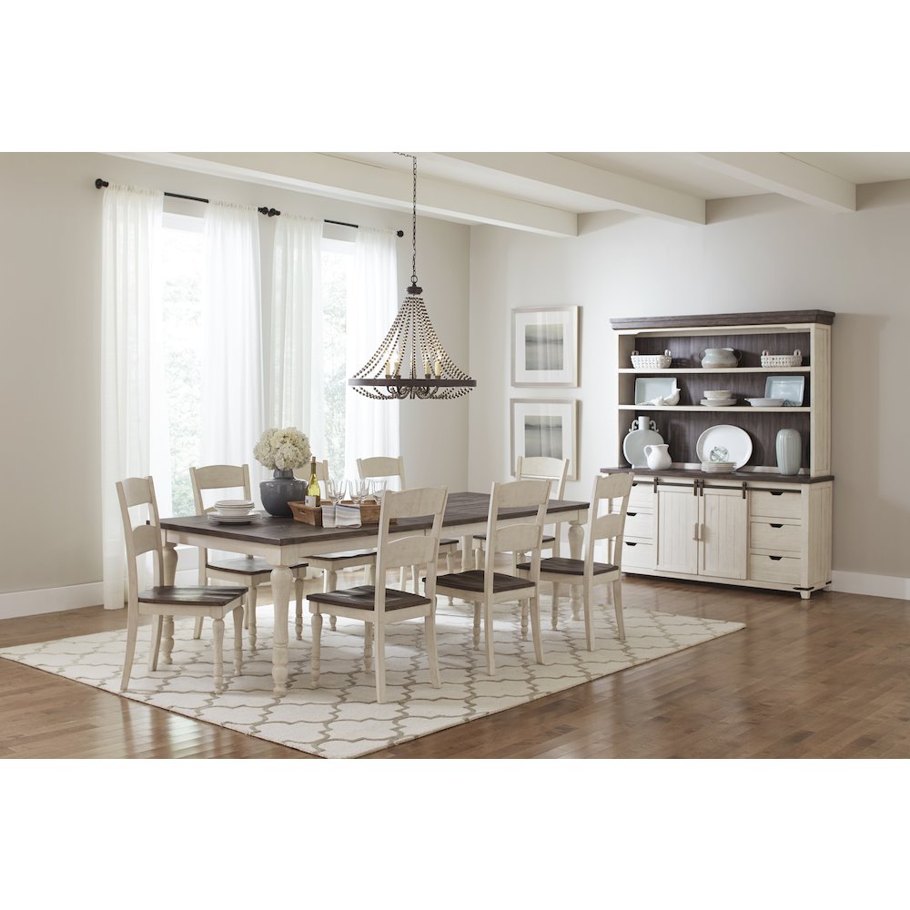 Madison County Reclaimed Pine 106" Farmhouse Nine-Piece Dining Set. Picture 2