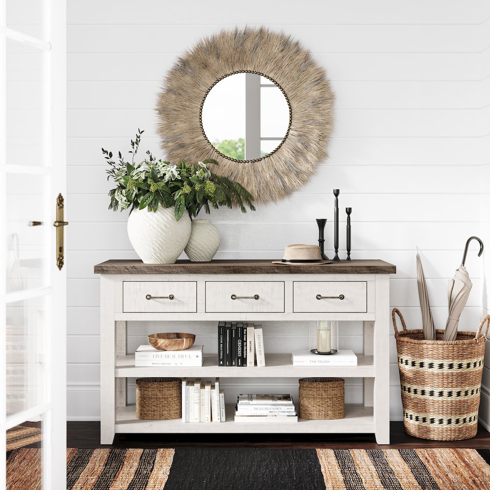 Madison County Rustic Reclaimed Pine Farmhouse Harris 50" Sofa Console Table. Picture 2