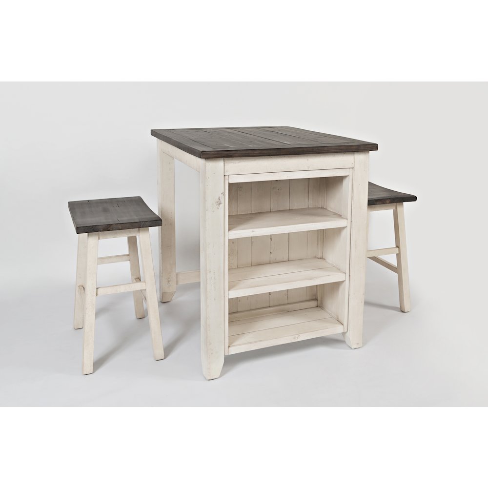 Rustic Reclaimed Solid Wood Farmhouse 3 Piece Counter Height Dining Set. Picture 2
