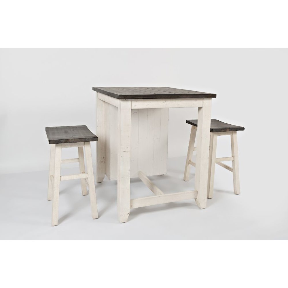 Rustic Reclaimed Solid Wood Farmhouse 3 Piece Counter Height Dining Set. Picture 3
