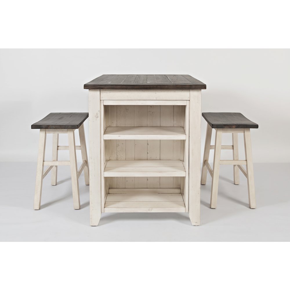 Rustic Reclaimed Solid Wood Farmhouse 3 Piece Counter Height Dining Set. Picture 1