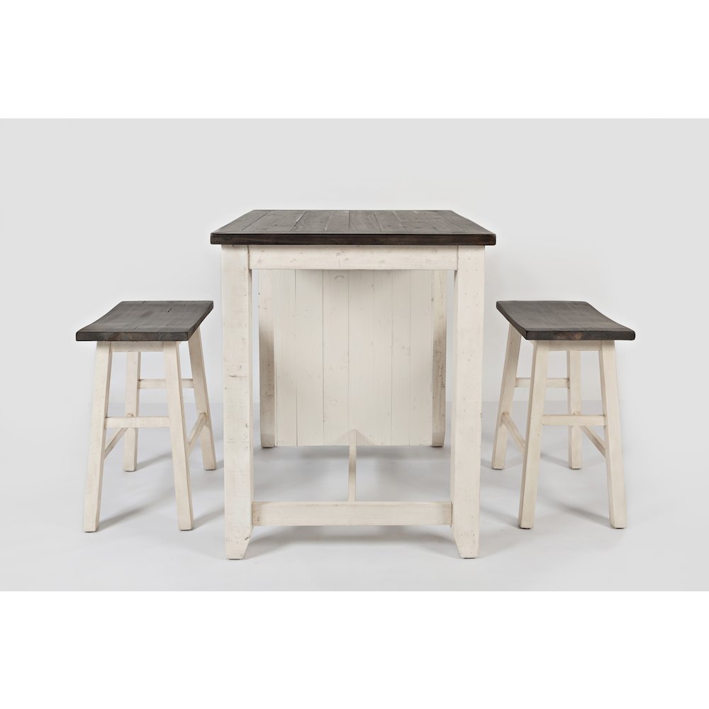 Rustic Reclaimed Solid Wood Farmhouse 3 Piece Counter Height Dining Set. Picture 4