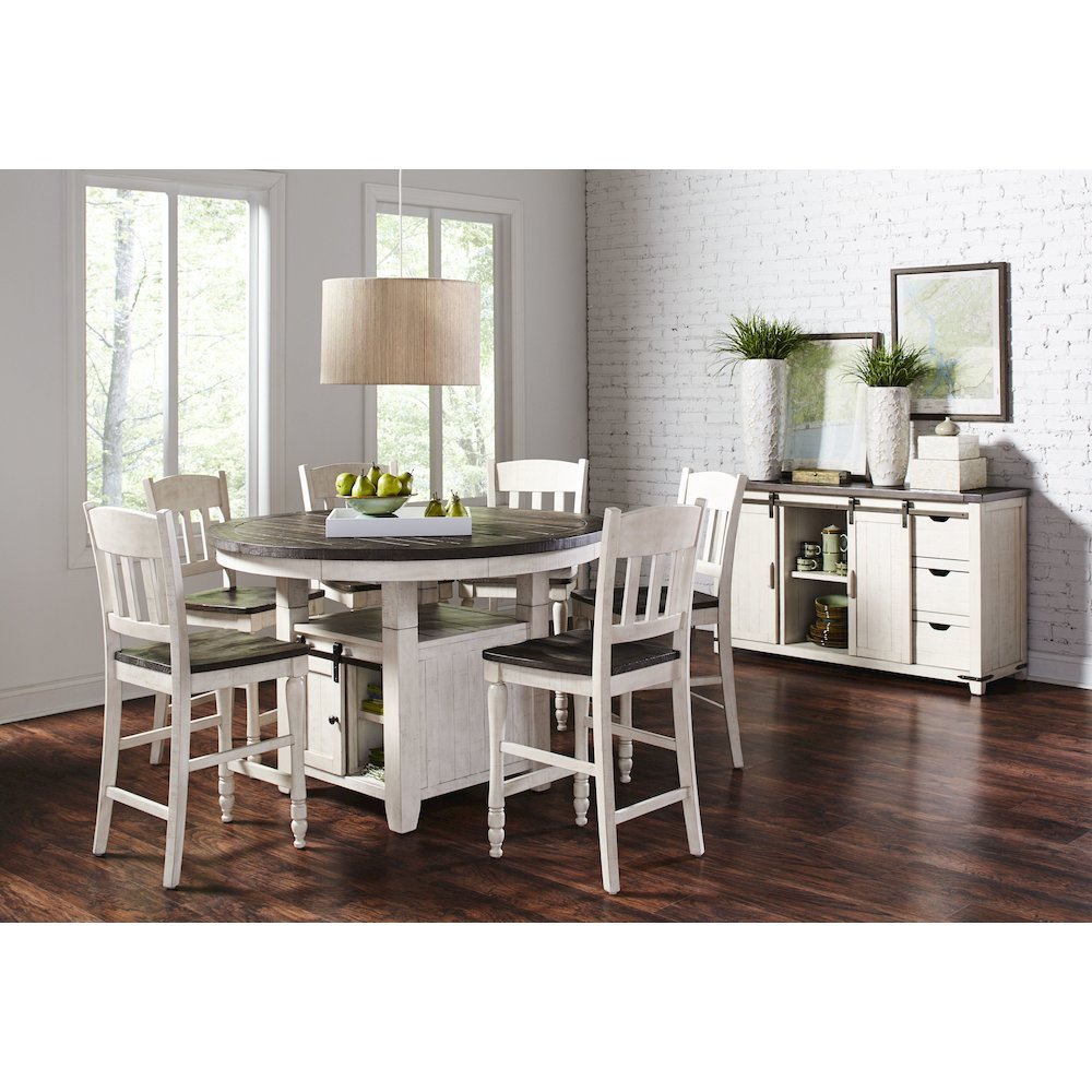 Rustic Reclaimed Solid Wood Farmhouse Adjustable Height 54" Round Dining Table. Picture 8