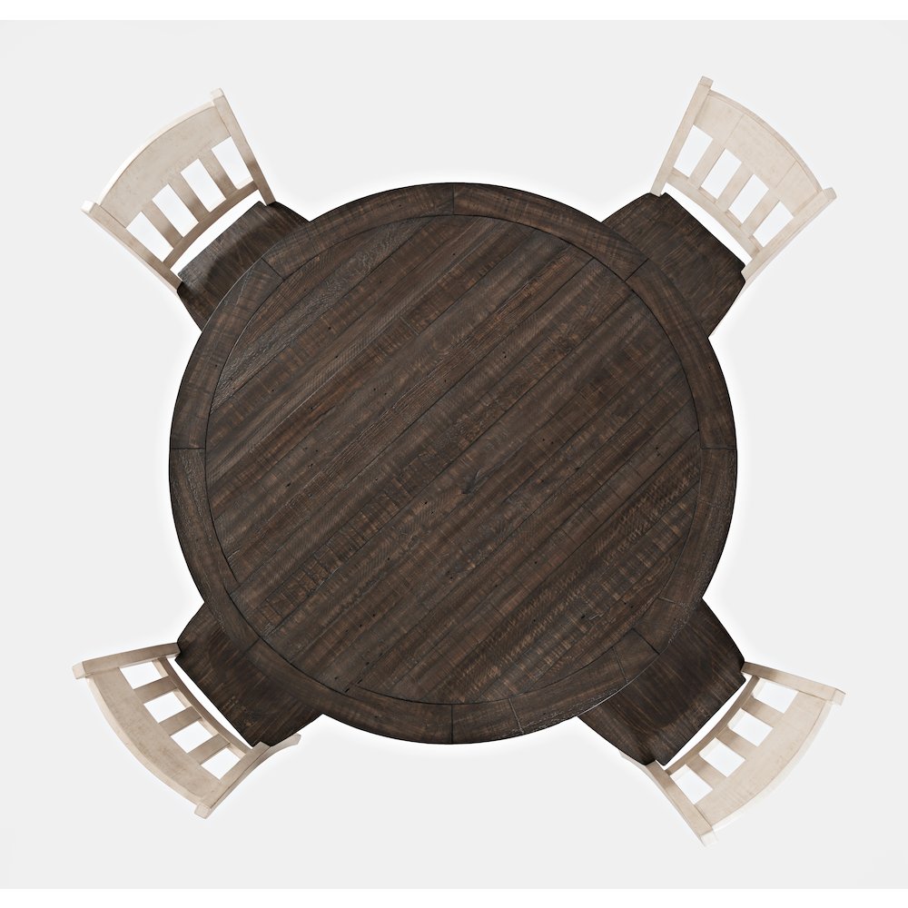 Rustic Farmhouse Five Piece Reclaimed Solid Wood Counter Height Round Dining Set. Picture 7