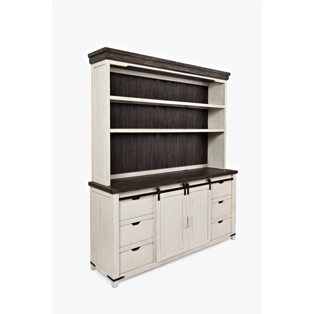 White Rustic Pine Farmhouse Hutch Server with Ample Storage Space. Picture 1