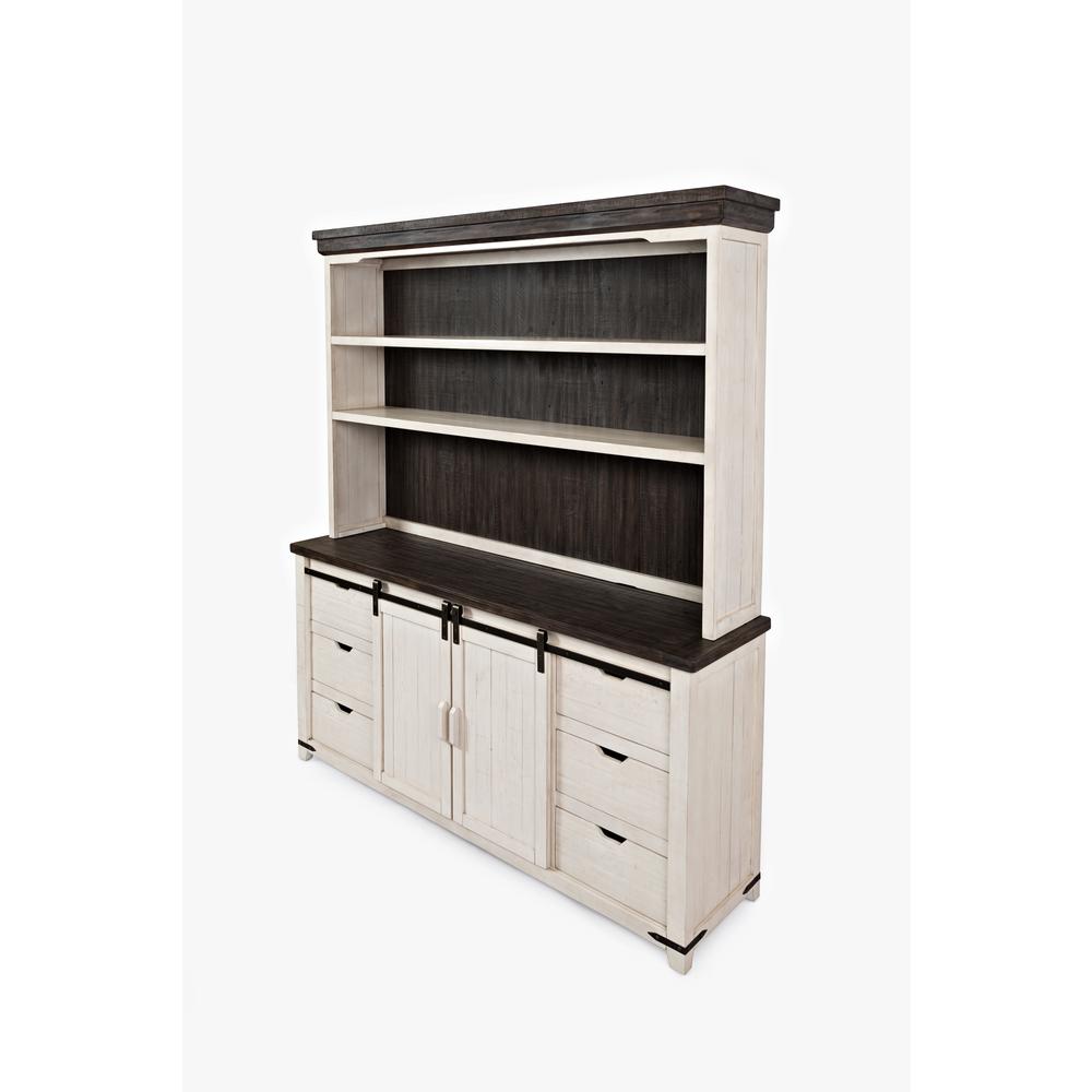 White Rustic Pine Farmhouse Hutch Server with Ample Storage Space. Picture 9