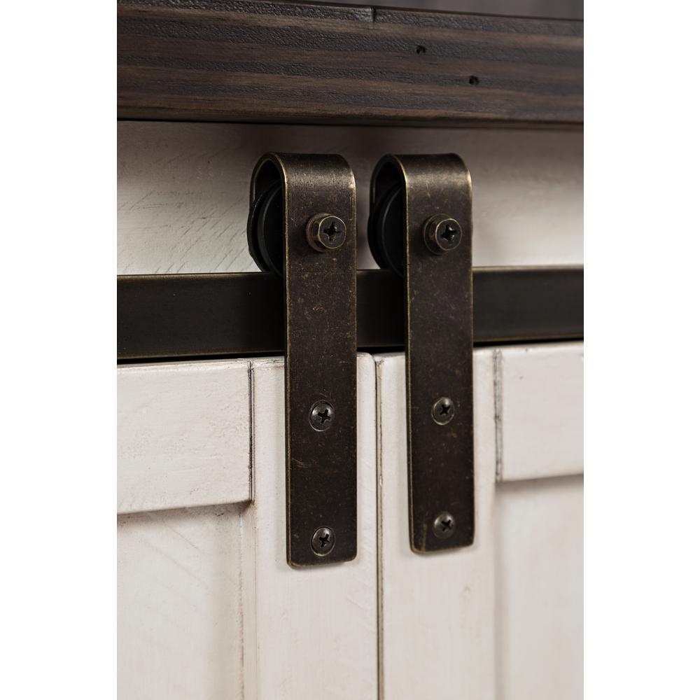 White Rustic Pine Farmhouse Hutch Server with Ample Storage Space. Picture 11