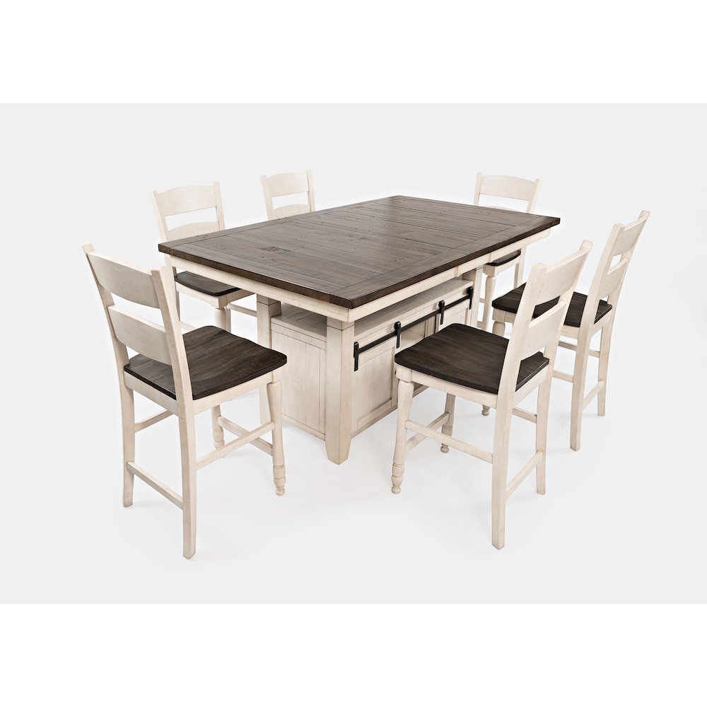 Reclaimed Pine 72" Farmhouse Counter Height Seven-Piece Dining Set. Picture 3