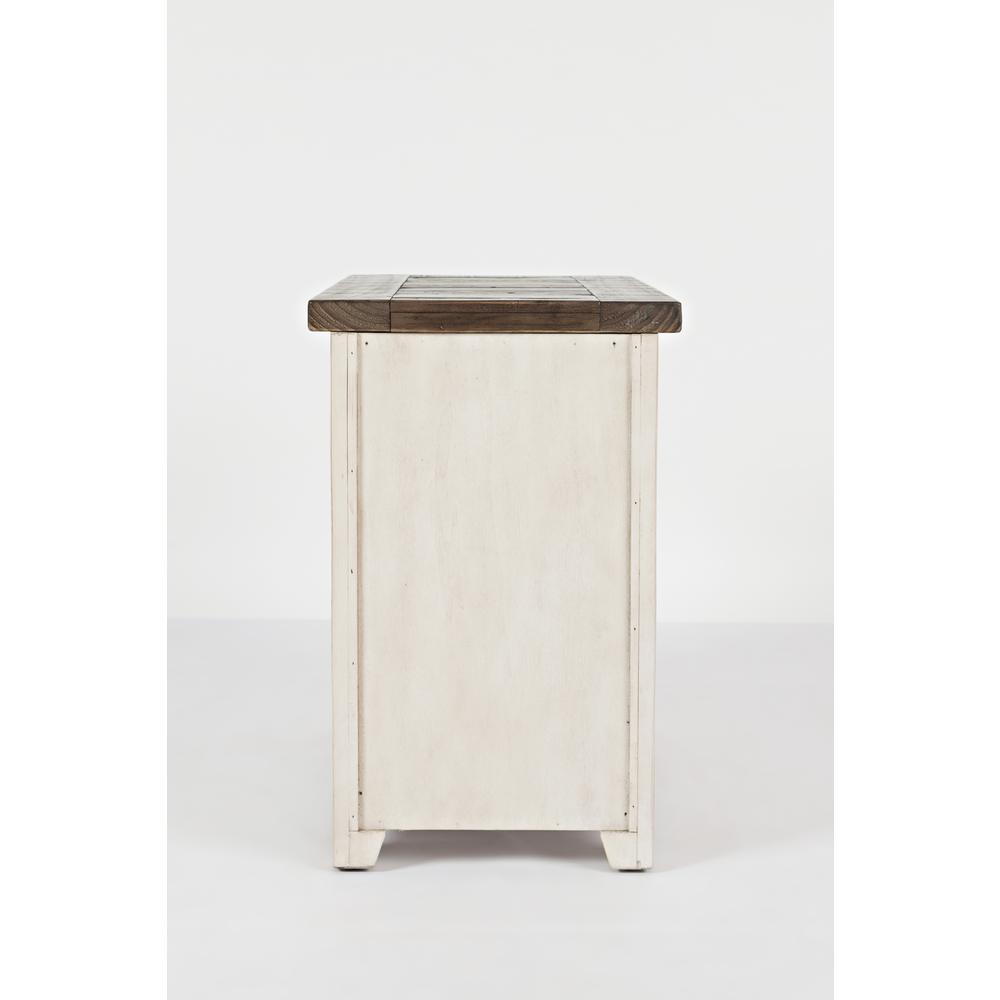 White Rustic Farmhouse Chairside Table with Reclaimed Pine Wood Construction. Picture 2