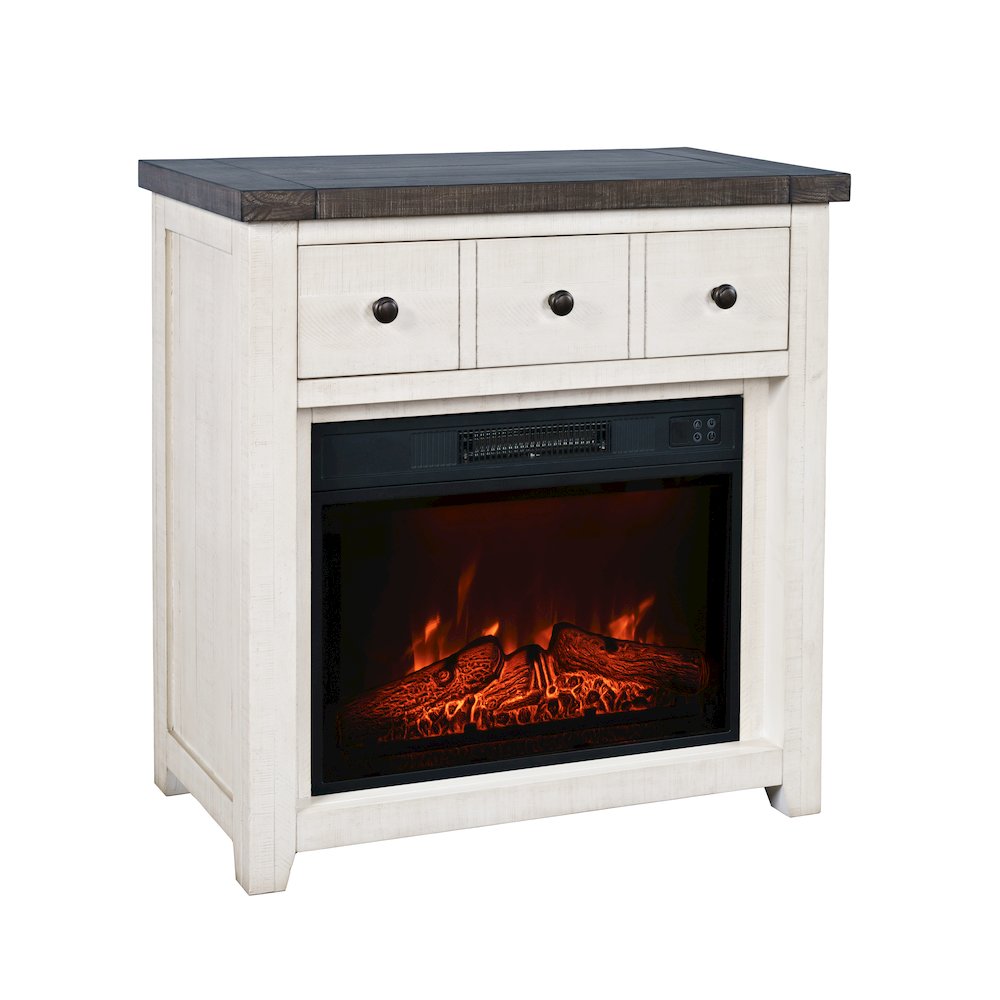 Solid Wood Rustic 32" Farmhouse Electric Fireplace Console TV Stand. Picture 3