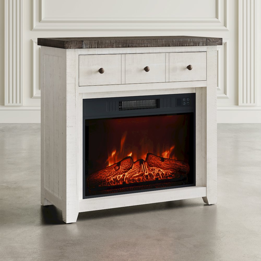 Solid Wood Rustic 32" Farmhouse Electric Fireplace Console TV Stand. Picture 12