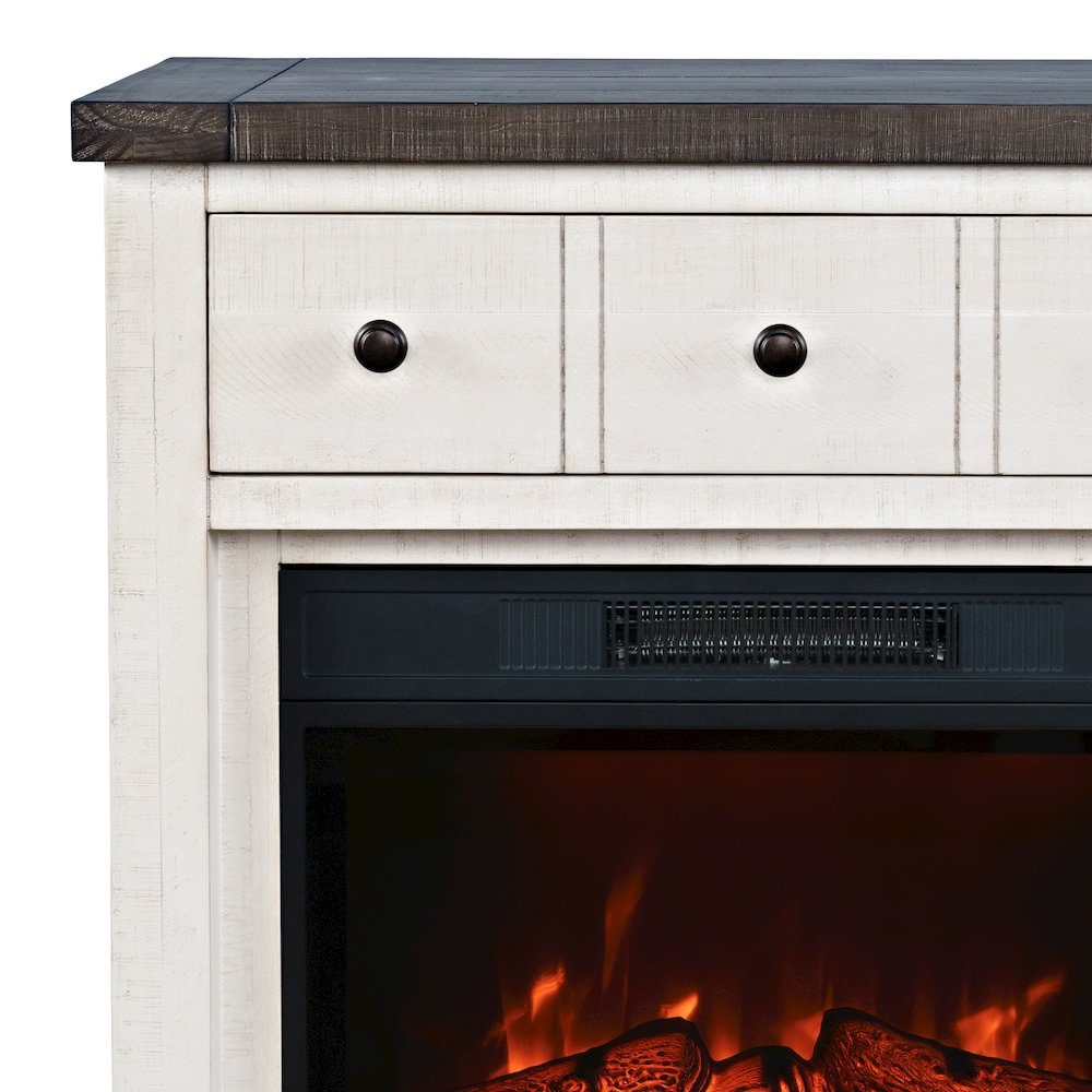 Solid Wood Rustic 32" Farmhouse Electric Fireplace Console TV Stand. Picture 4