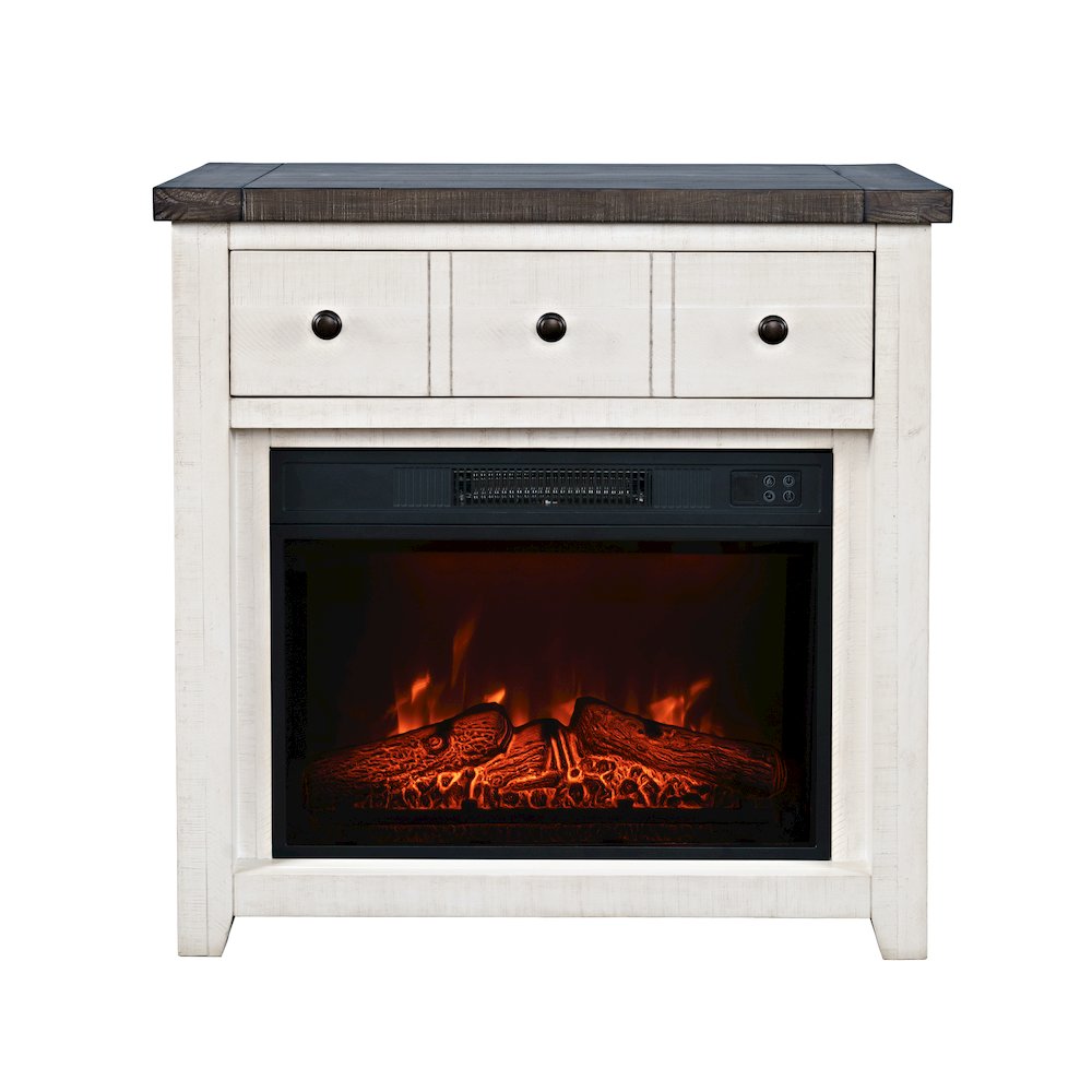 Solid Wood Rustic 32" Farmhouse Electric Fireplace Console TV Stand. Picture 1