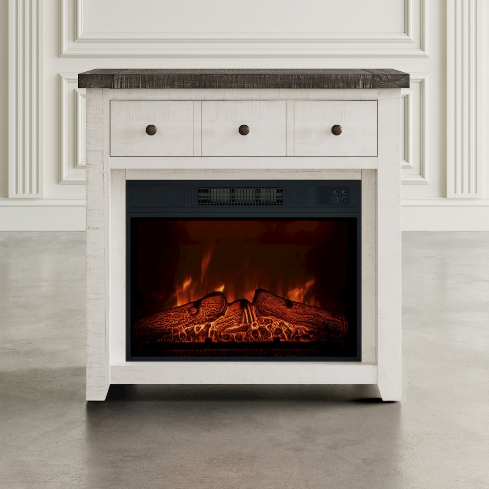 Solid Wood Rustic 32" Farmhouse Electric Fireplace Console TV Stand. Picture 11