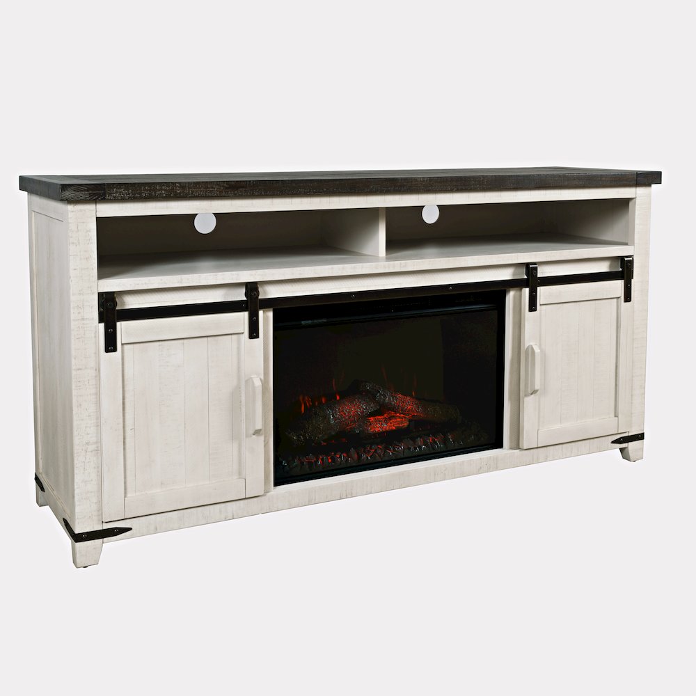 Solid Wood Rustic 64" Barn Door Farmhouse TV Stand Console. Picture 3