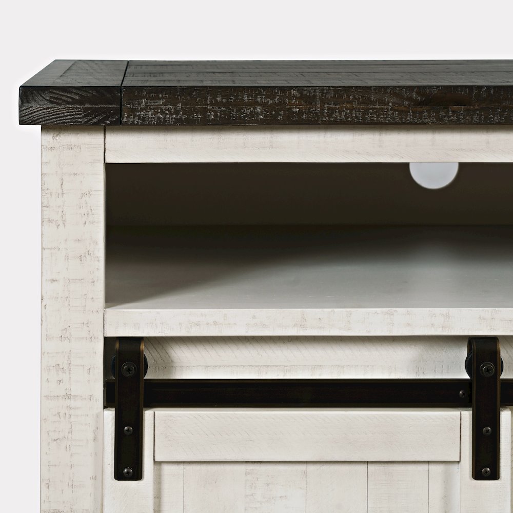 Solid Wood Rustic 64" Barn Door Farmhouse TV Stand Console. Picture 4