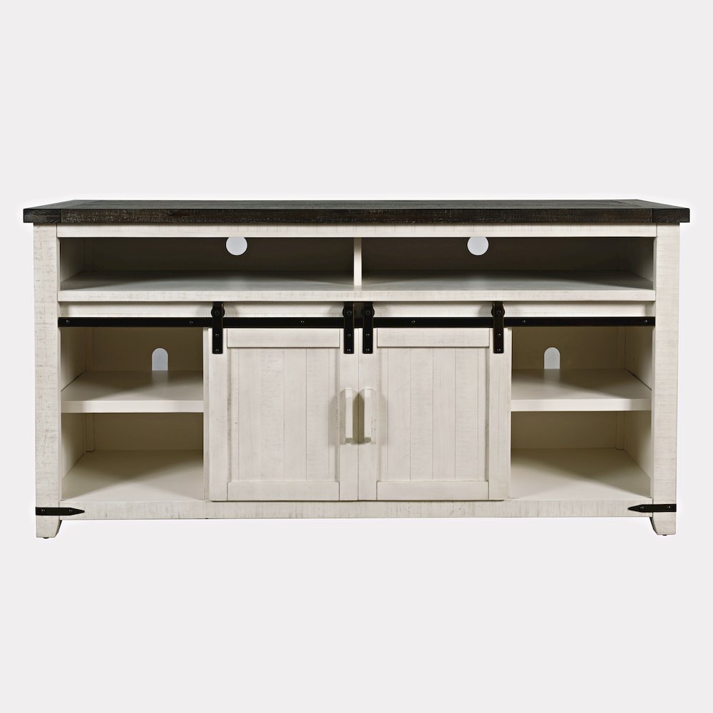 Solid Wood Rustic 64" Barn Door Farmhouse TV Stand Console. Picture 9