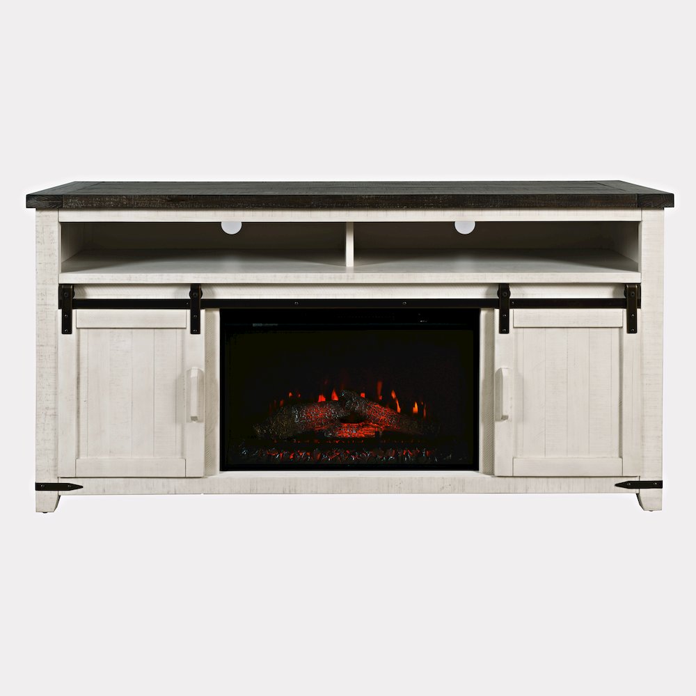 Solid Wood Rustic 64" Barn Door Farmhouse TV Stand Console. Picture 1