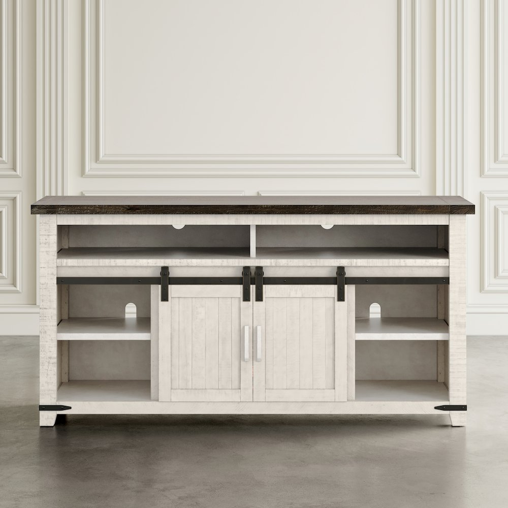 Solid Wood Rustic 64" Barn Door Farmhouse TV Stand Console. Picture 13