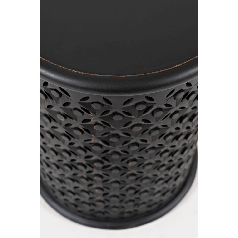 Decker Distressed Hardwood Global Drum End Table. Picture 5