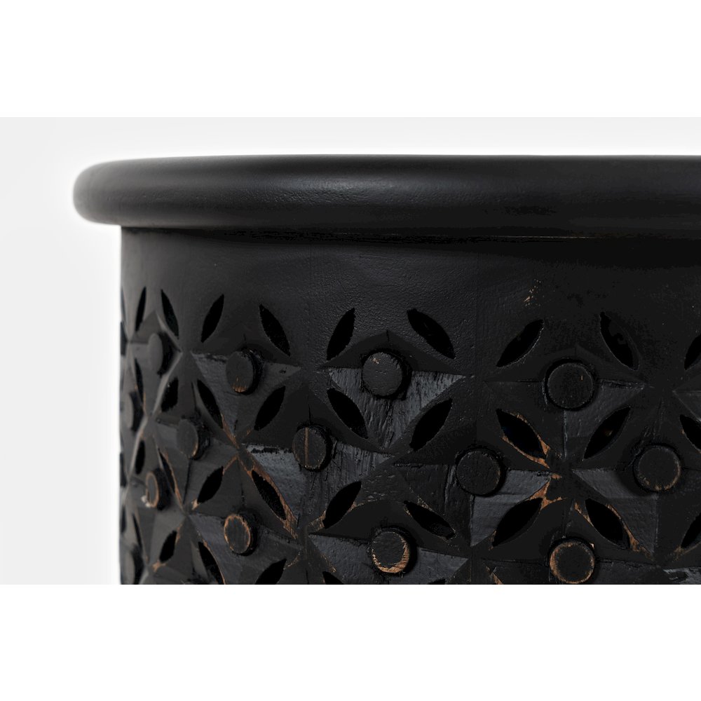 Decker Distressed Hardwood Global Drum End Table. Picture 6