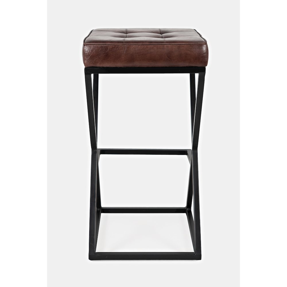 Brooks Distressed Modern Leather Backless Stool. Picture 8