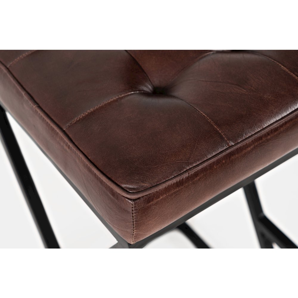 Brooks Distressed Modern Leather Backless Stool. Picture 5