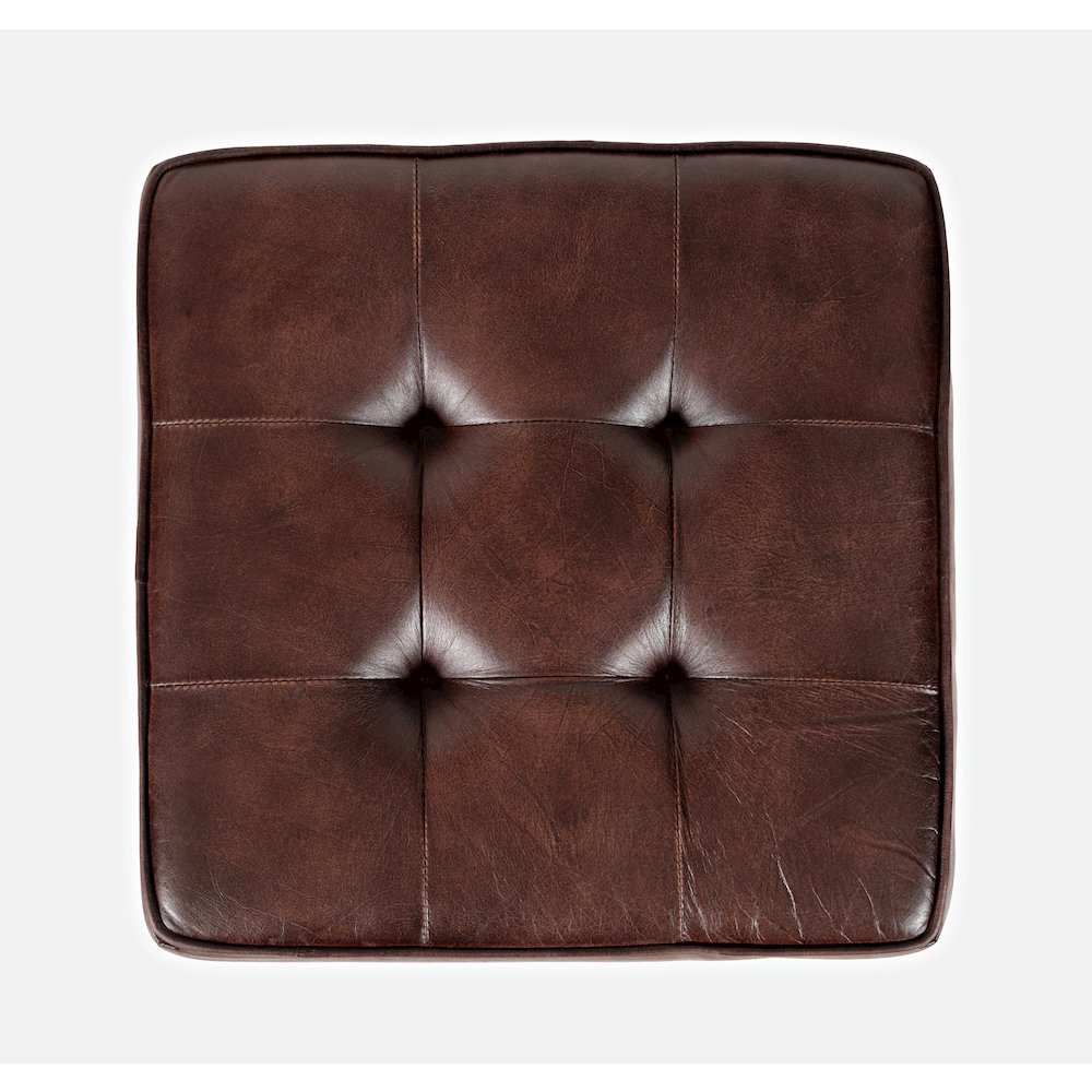 Brooks Distressed Modern Leather Backless Stool. Picture 7