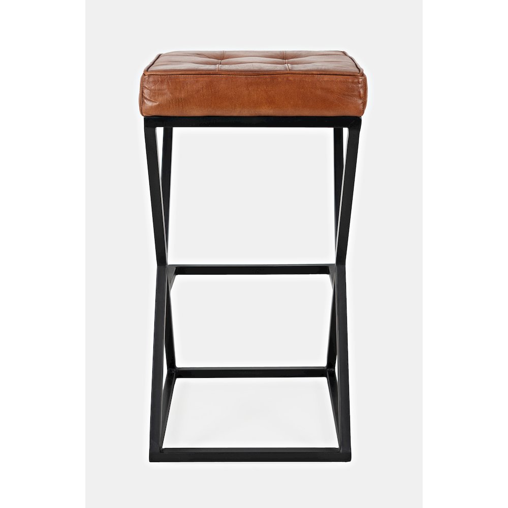 Brooks Distressed Modern Leather Backless Stool. Picture 8