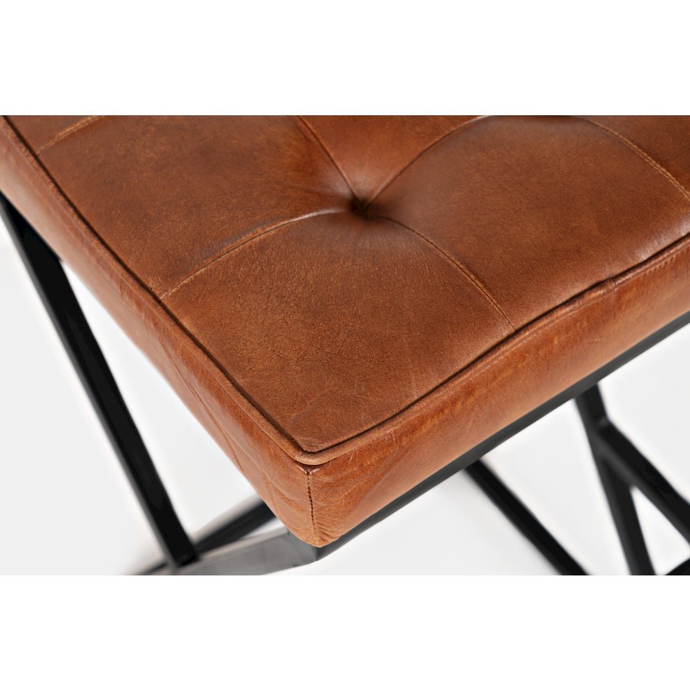 Brooks Distressed Modern Leather Backless Stool. Picture 5