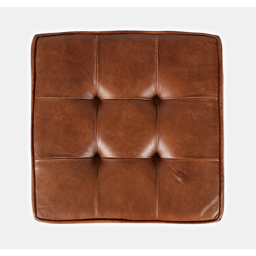Brooks Distressed Modern Leather Backless Stool. Picture 7