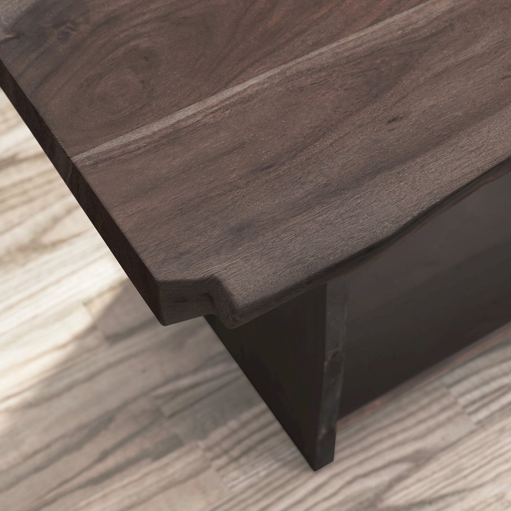 Cooper Modern Live Edge 52" Solid Wood Storage Bench. Picture 4