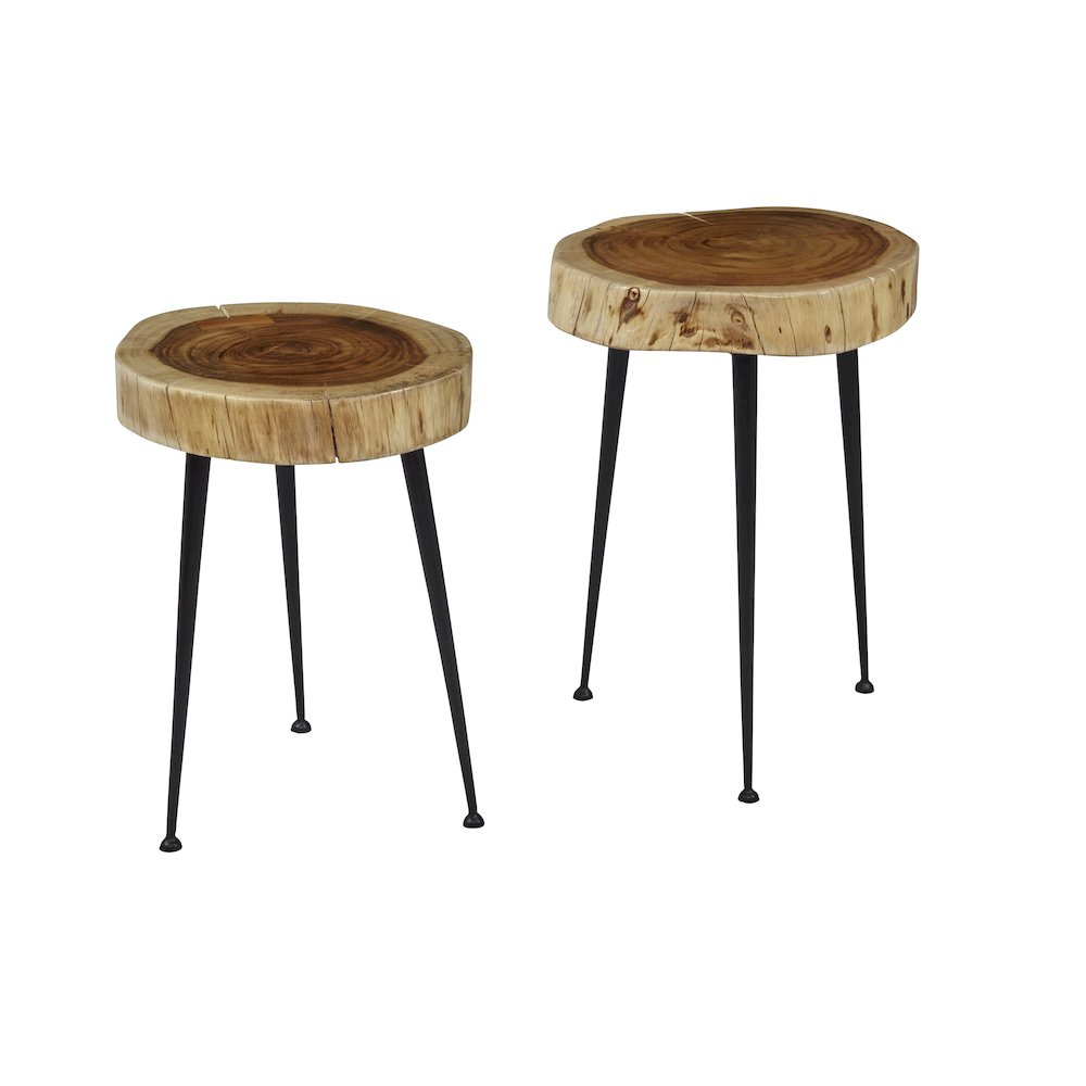 Global Archive Flat-Pack Wood and Iron Accent Tables (Set of 2). Picture 1