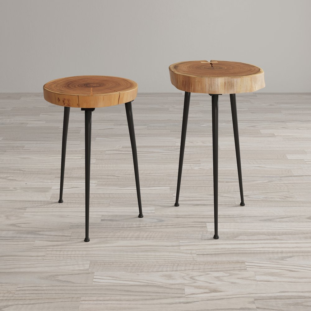 Global Archive Flat-Pack Wood and Iron Accent Tables (Set of 2). Picture 10