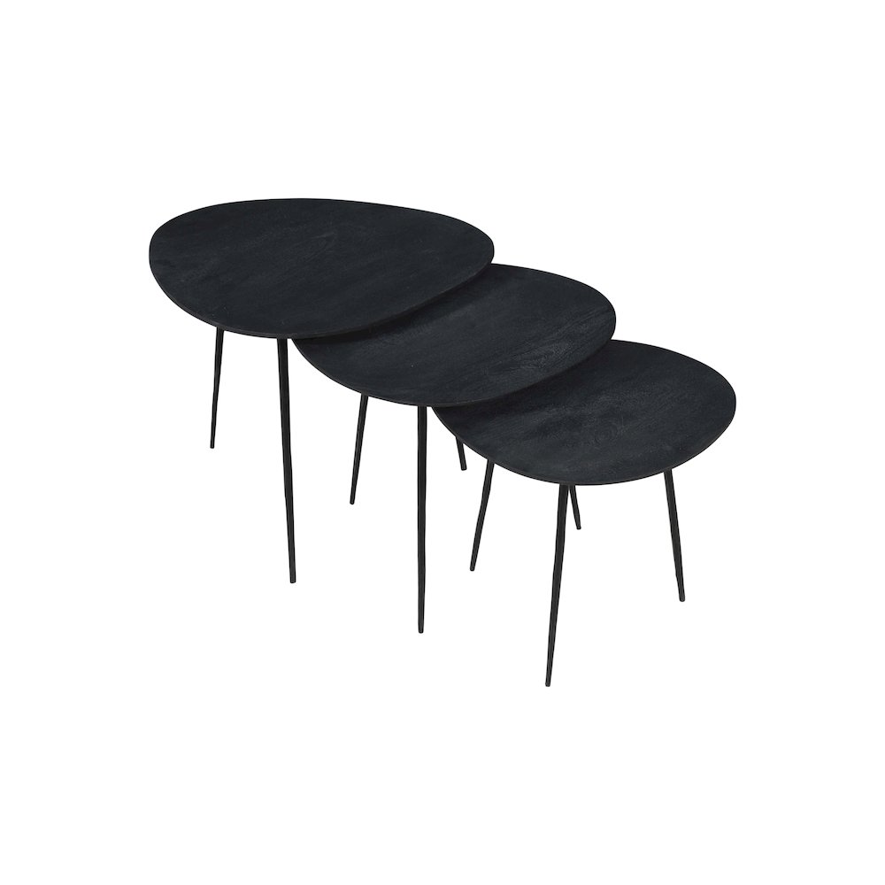 Reeves Abstract Contemporary Solid Acacia Wood Nesting End Tables (Set of 3). Picture 8