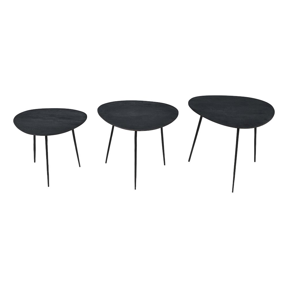 Reeves Abstract Contemporary Solid Acacia Wood Nesting End Tables (Set of 3). Picture 1