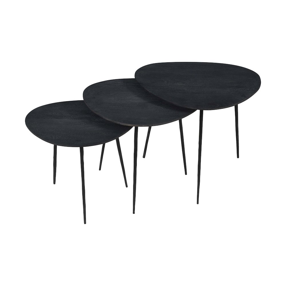 Reeves Abstract Contemporary Solid Acacia Wood Nesting End Tables (Set of 3). Picture 5