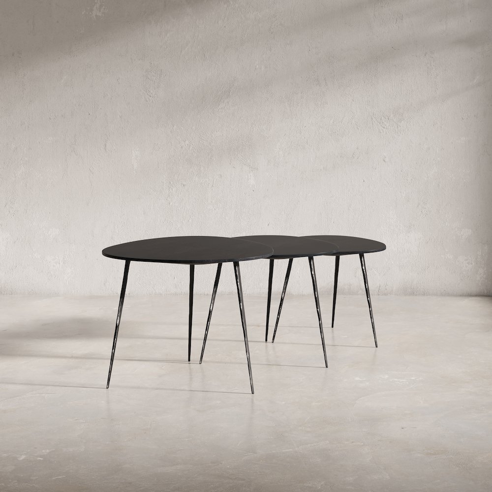 Reeves Abstract Contemporary Solid Acacia Wood Nesting End Tables (Set of 3). Picture 2