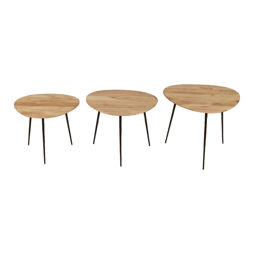 Reeves Abstract Contemporary Solid Acacia Wood Nesting End Tables (Set of 3). Picture 1