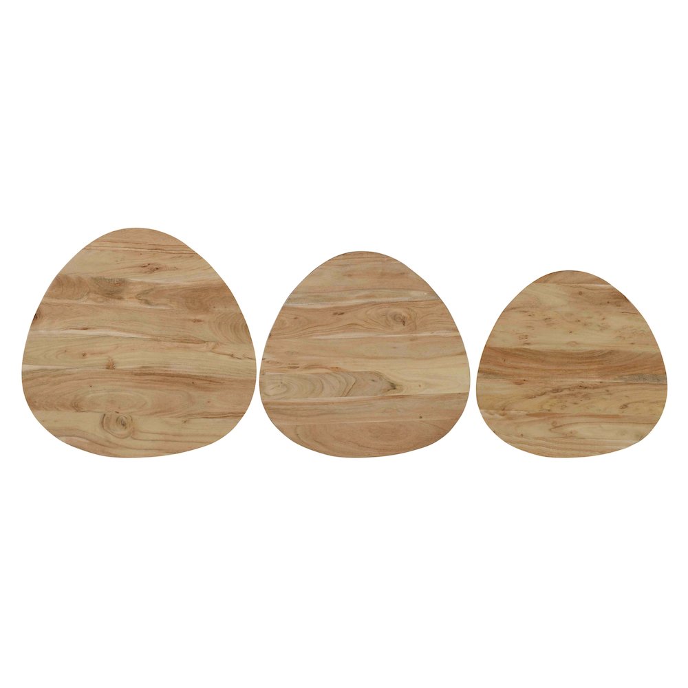 Reeves Abstract Contemporary Solid Acacia Wood Nesting End Tables (Set of 3). Picture 7