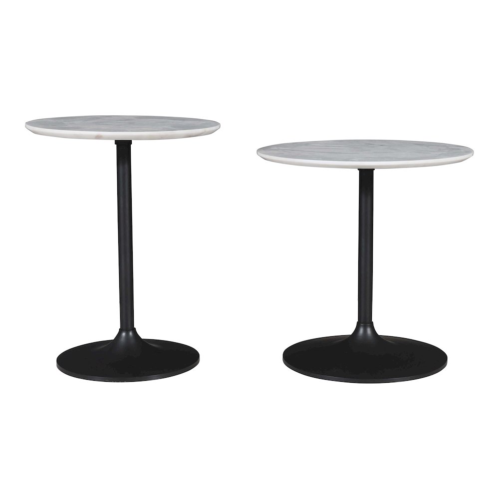 Camille Solid Marble and Iron Modern Luxury Accent Tables (Set of 2). Picture 8