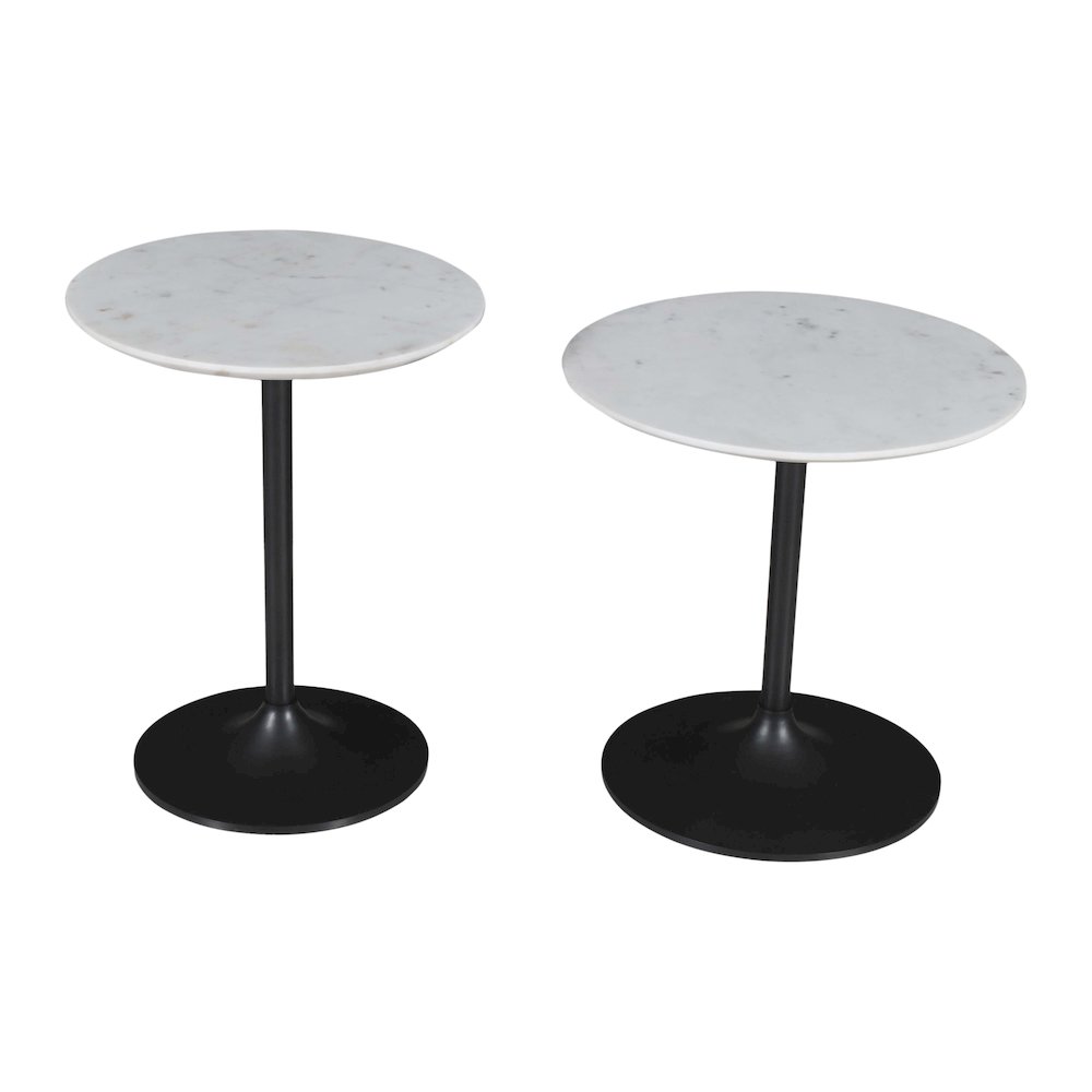 Camille Solid Marble and Iron Modern Luxury Accent Tables (Set of 2). Picture 3