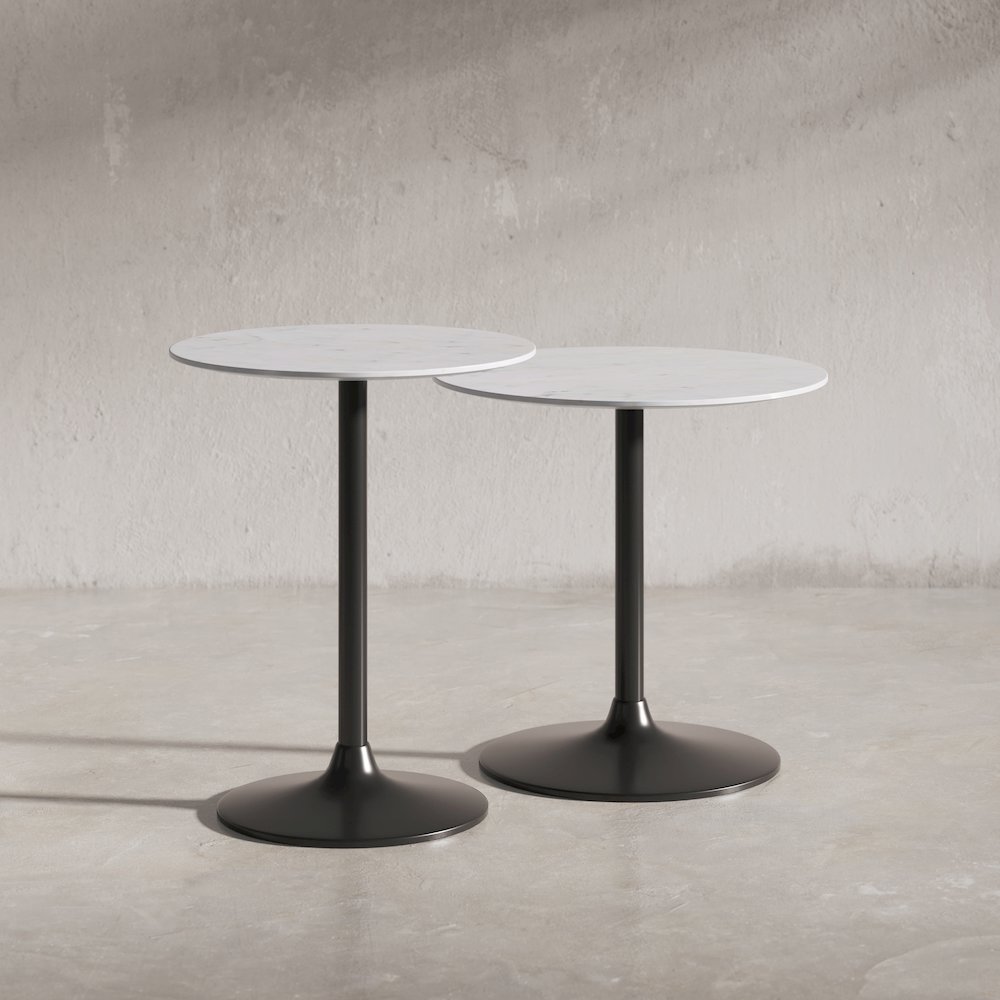Camille Solid Marble and Iron Modern Luxury Accent Tables (Set of 2). Picture 2